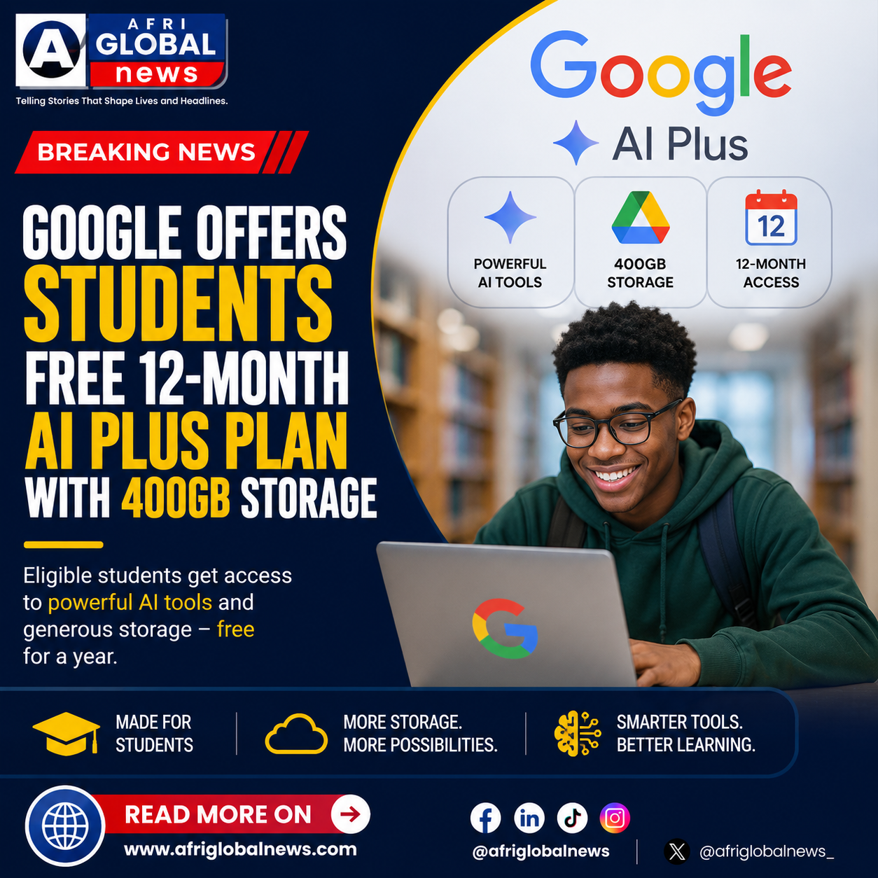 Google Offers Students Free 12-Month AI Plus Plan With 400GB Storage