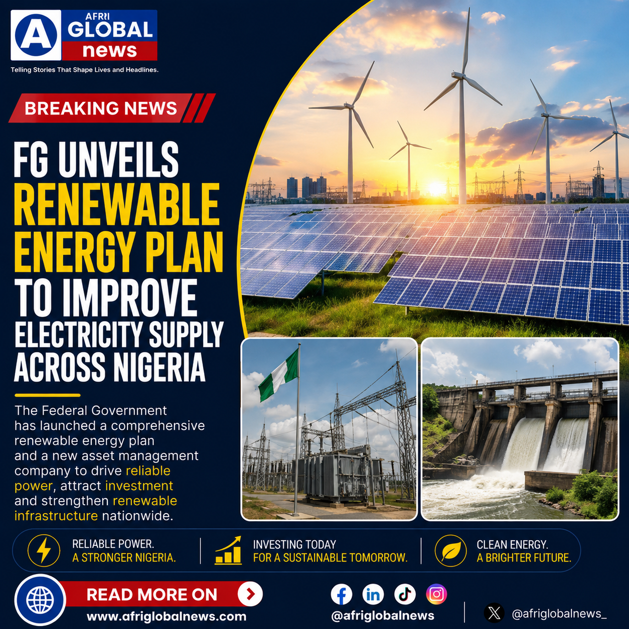 FG unveils renewable energy plan to improve electricity supply across Nigeria FG unveils renewable energy plan to improve electricity supply across Nigeria