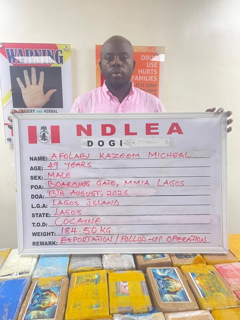 NDLEA Busts International Cocaine Cartel, Arrests Alleged Nigerian Coordinator NDLEA officials display seized cocaine during an operation against an alleged international drug trafficking cartel in Nigeria.