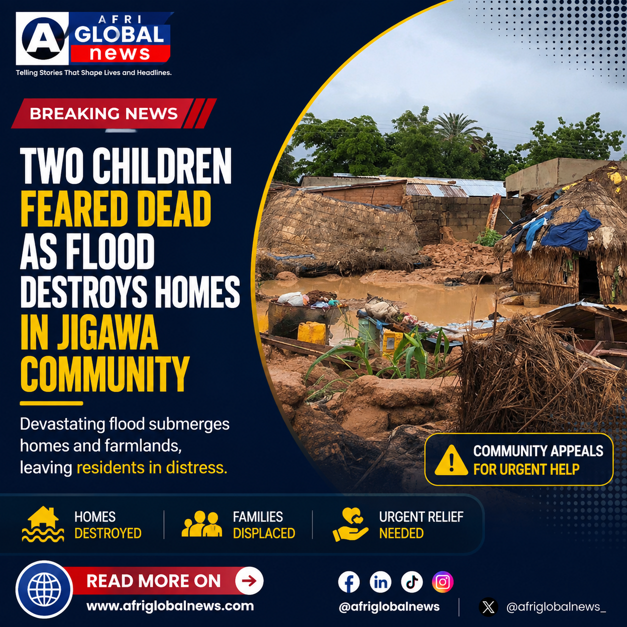 Two Children Feared Dead as Flood Destroys Homes in Jigawa Community Two Children Feared Dead as Flood Destroys Homes in Jigawa Community